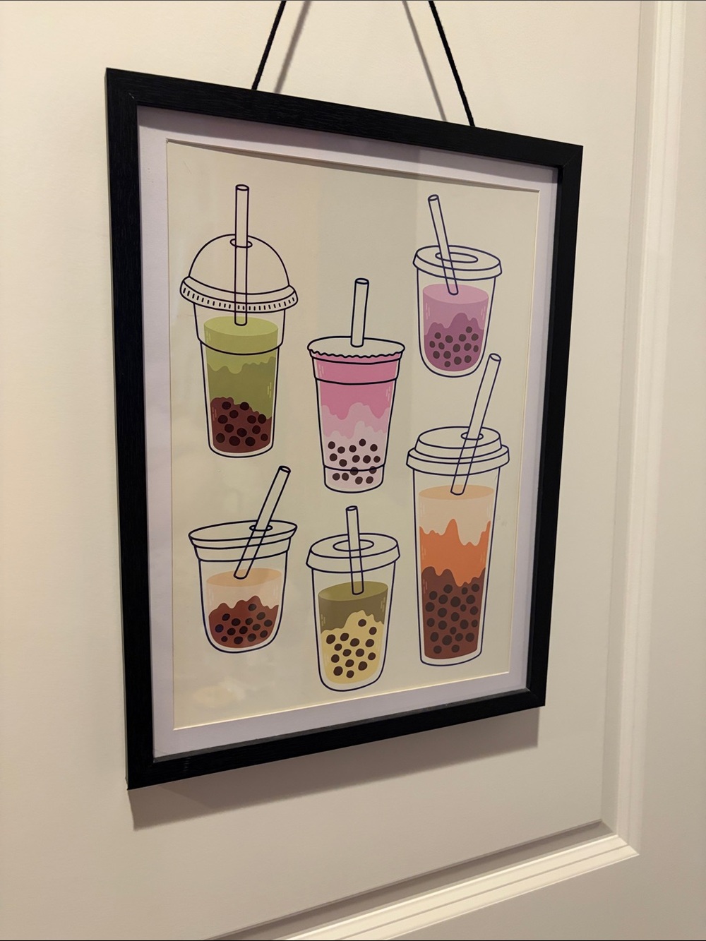 Bubble Tea Art Print - Pink, Green & Orange Wall Art